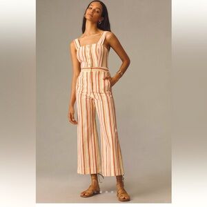 Anthropologie NWT flattering striped jumpsuit, sold out, top rated @anthro; Sz 0